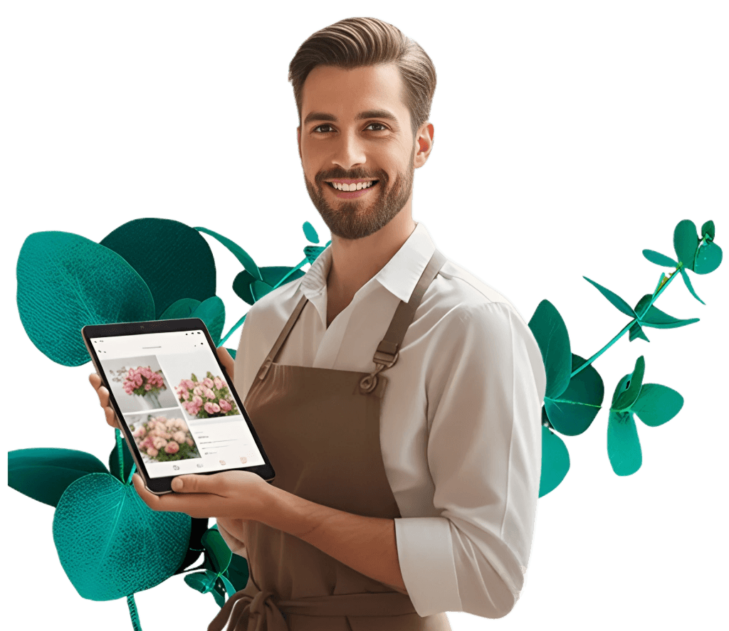 Florist selling bouquets